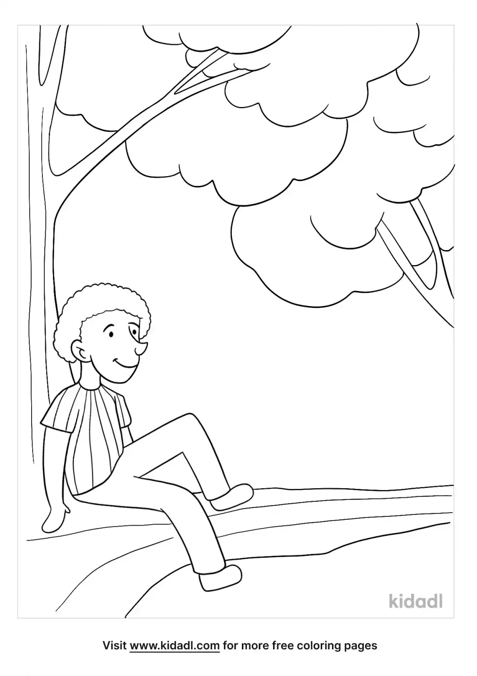 Sitting On A Tree Branch Coloring Page
