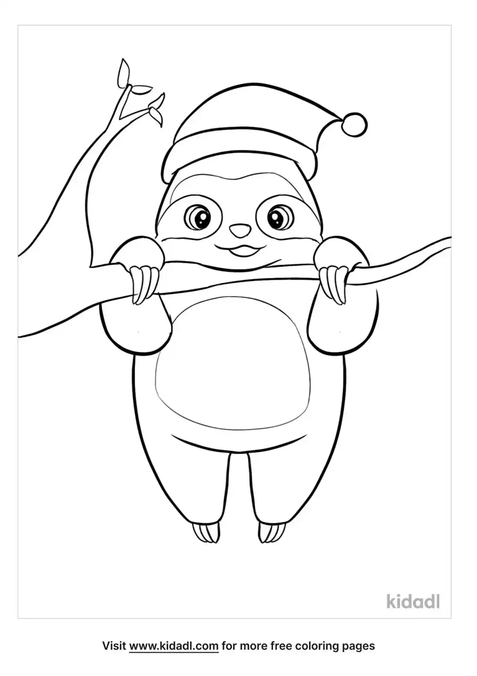 Sloth Christmas Coloring Page