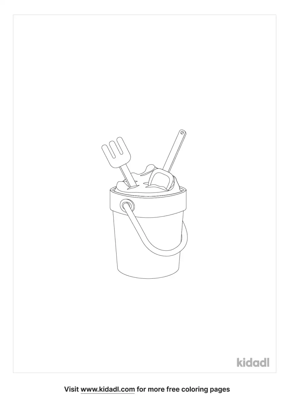 Bucket And Sand Coloring Page