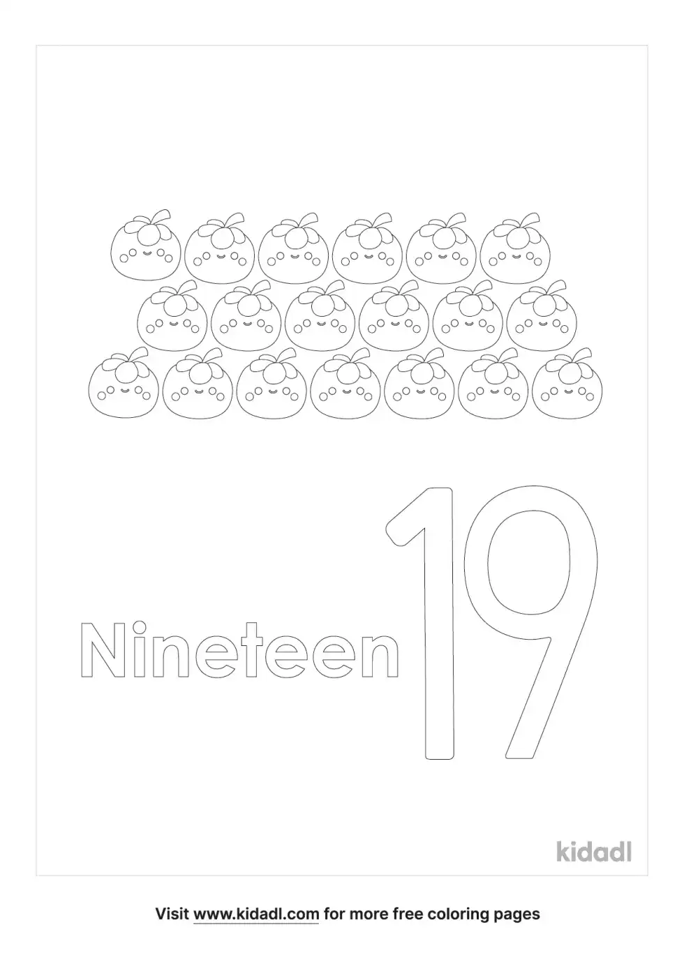 Number 19 Coloring Page