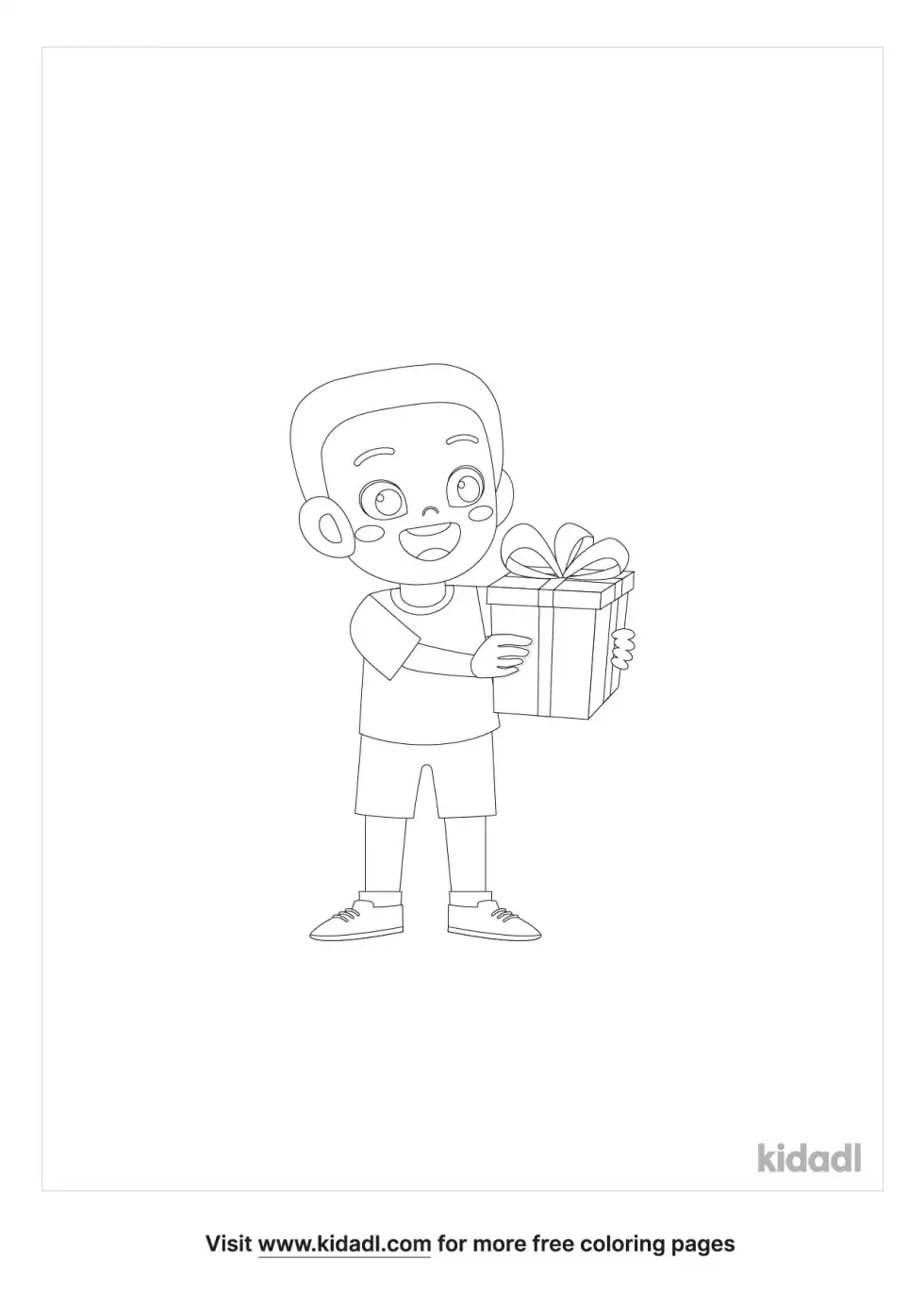 Boy With Present Coloring Page