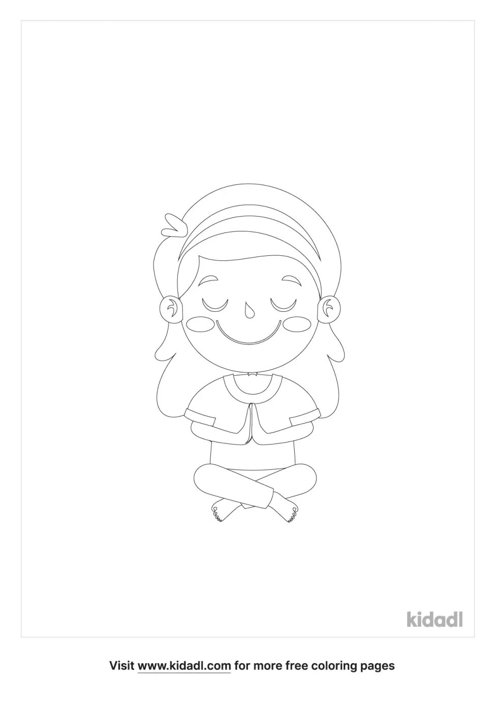 Child Meditating Coloring Page