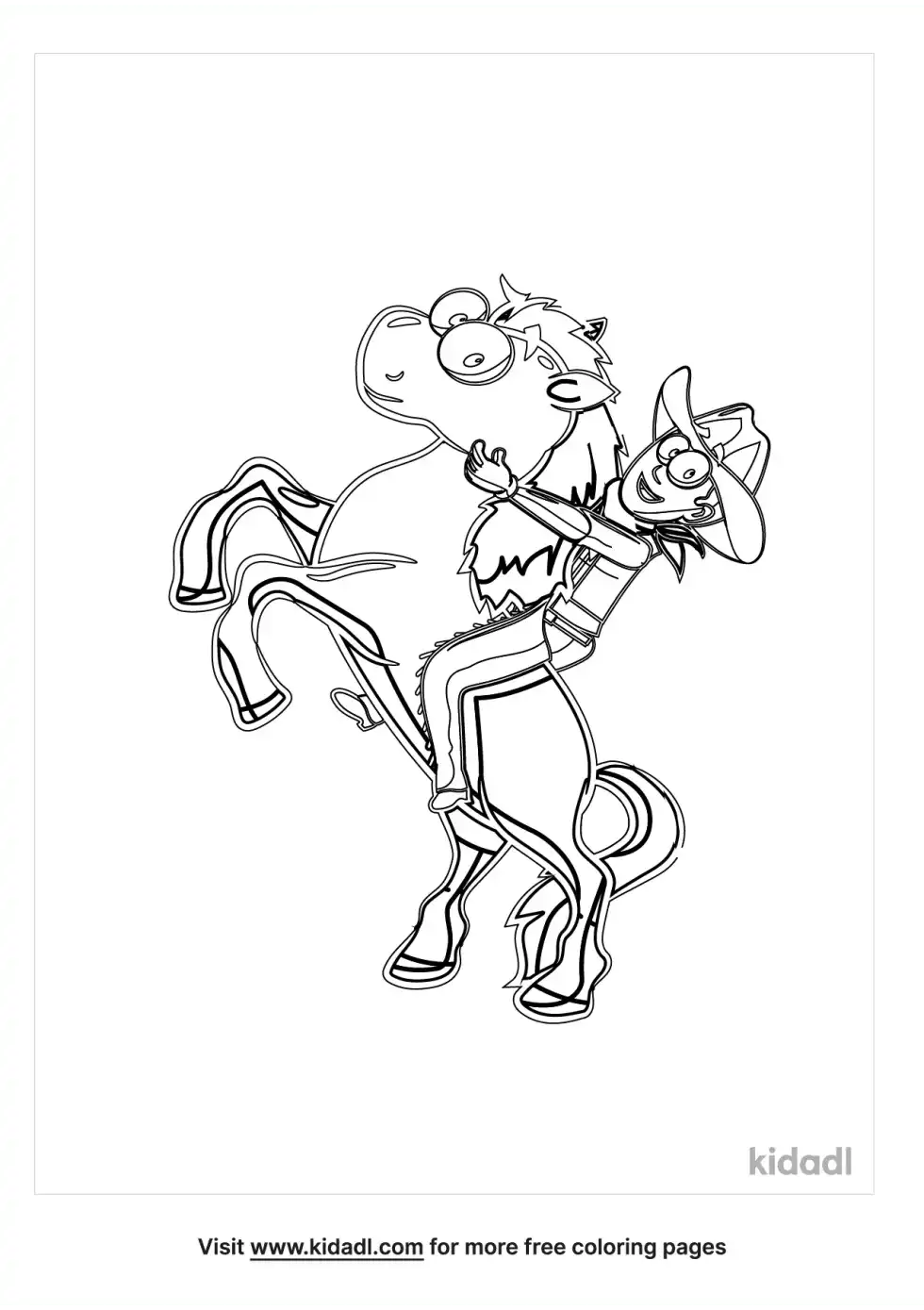 Cartoon Cowboy On Horse Coloring Page