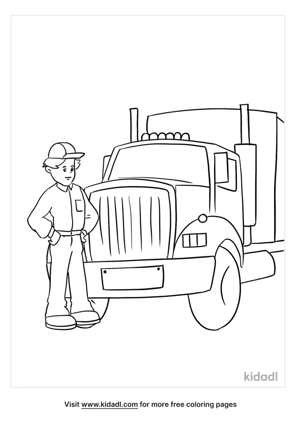 Truck Driver Coloring Page