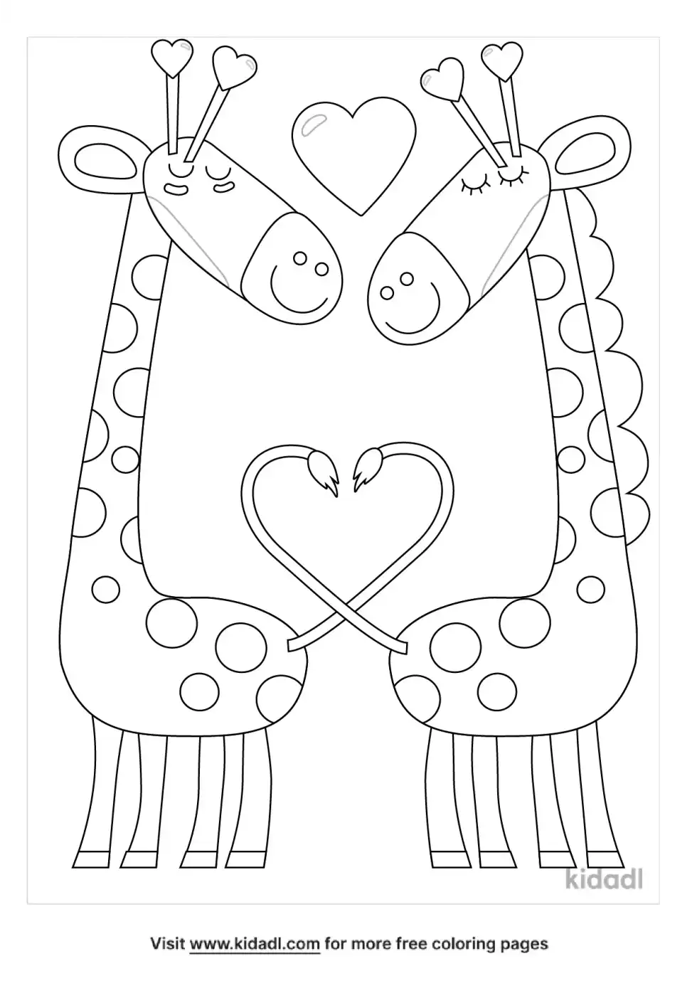 Giraffes In Love Coloring Page