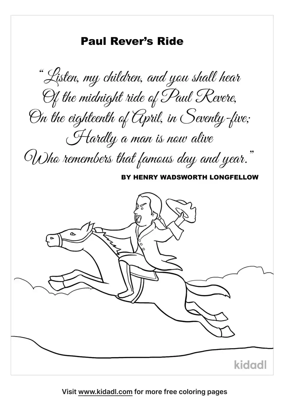Paul Revere's Ride Coloring Page