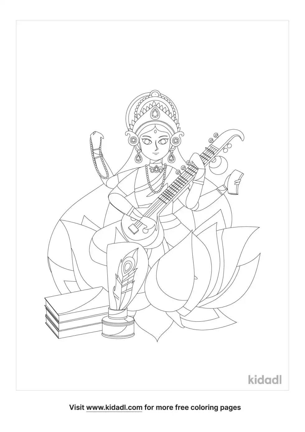 Goddess Saraswati Coloring Page