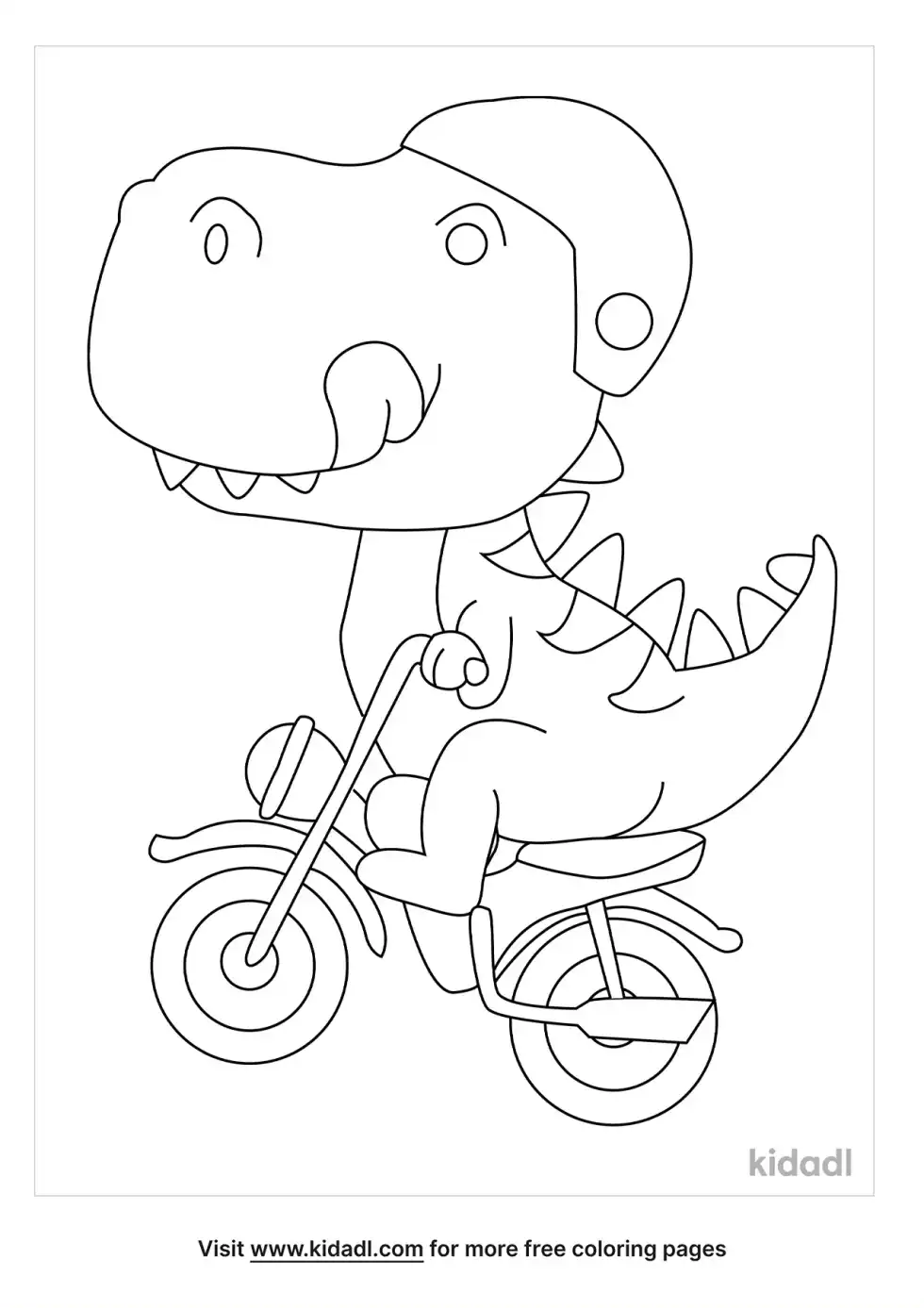 Dinosaur On A Motorcycle Coloring Page