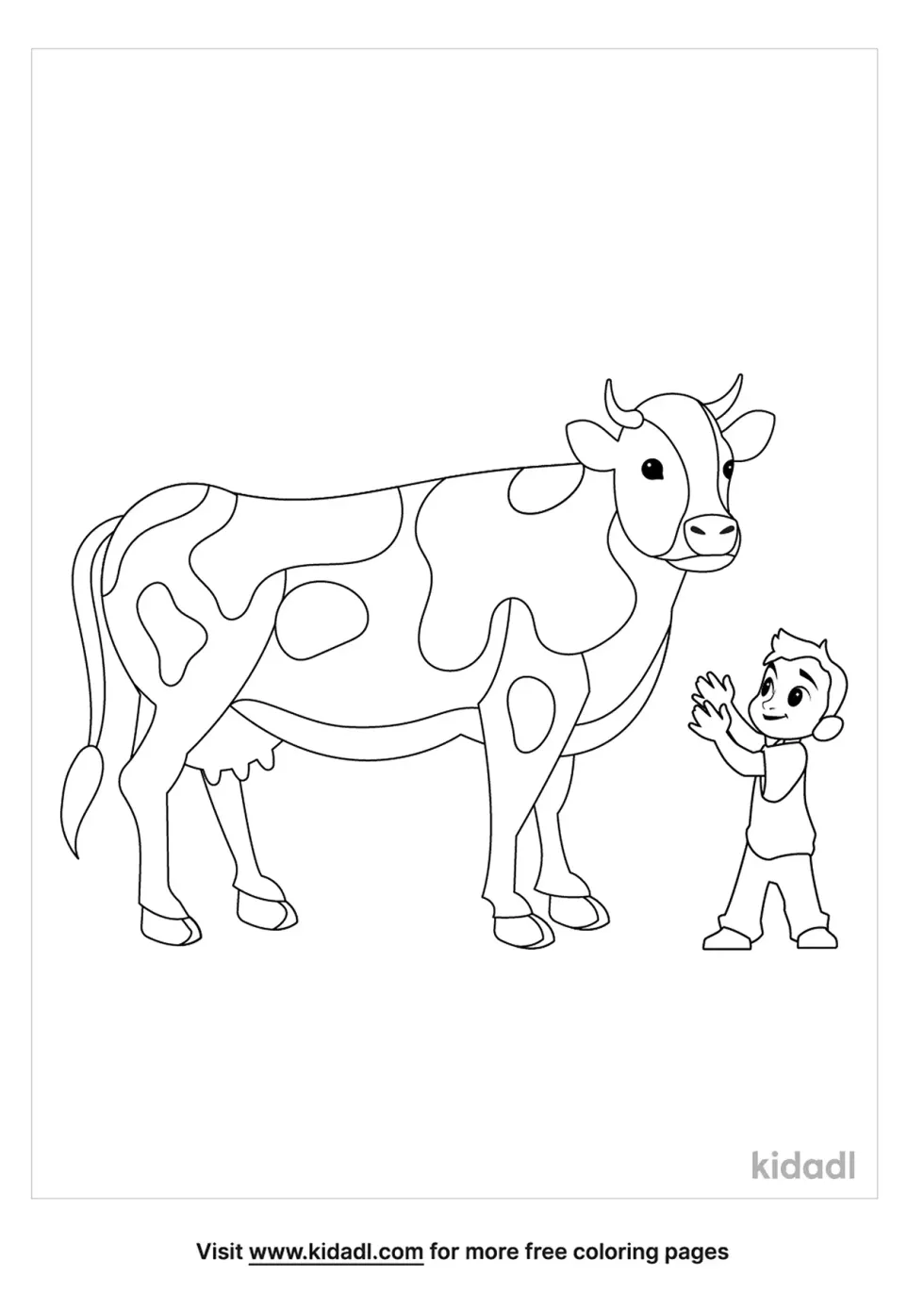 Little Boy Looking At A Cow