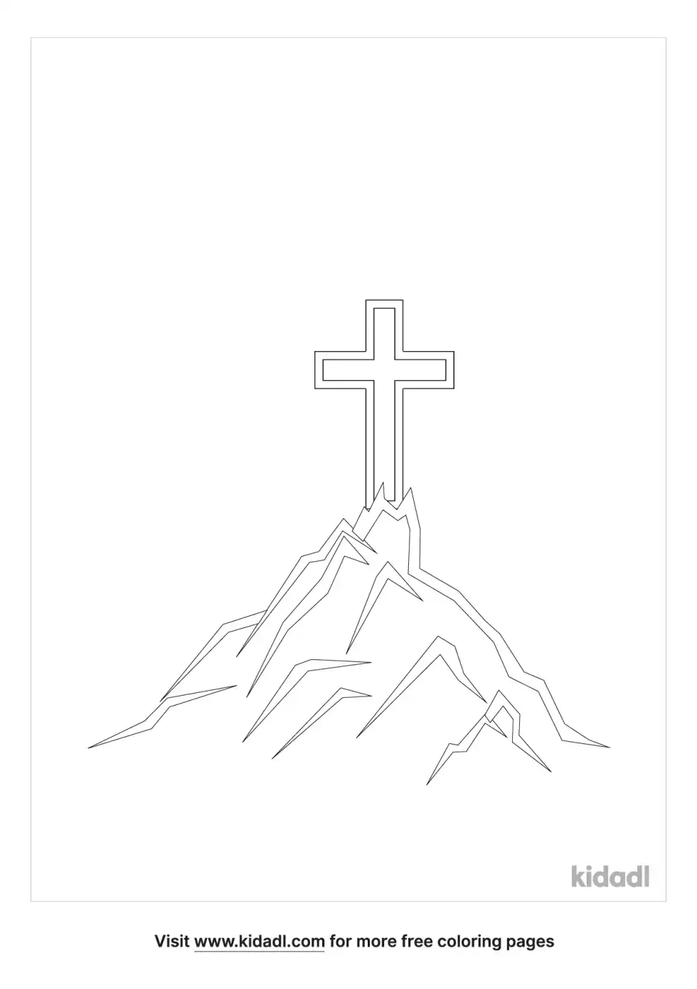 Cross On A Hillside Coloring Page