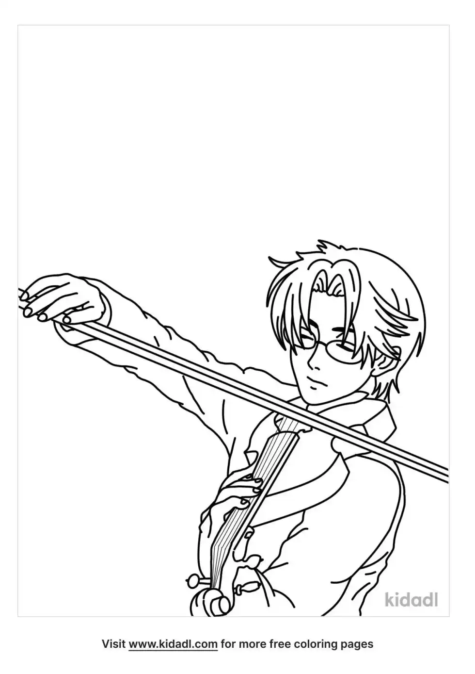 Anime Boy Playing Violin Coloring Page