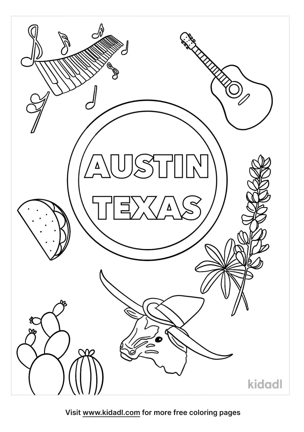 Austin Texas Coloring Page
