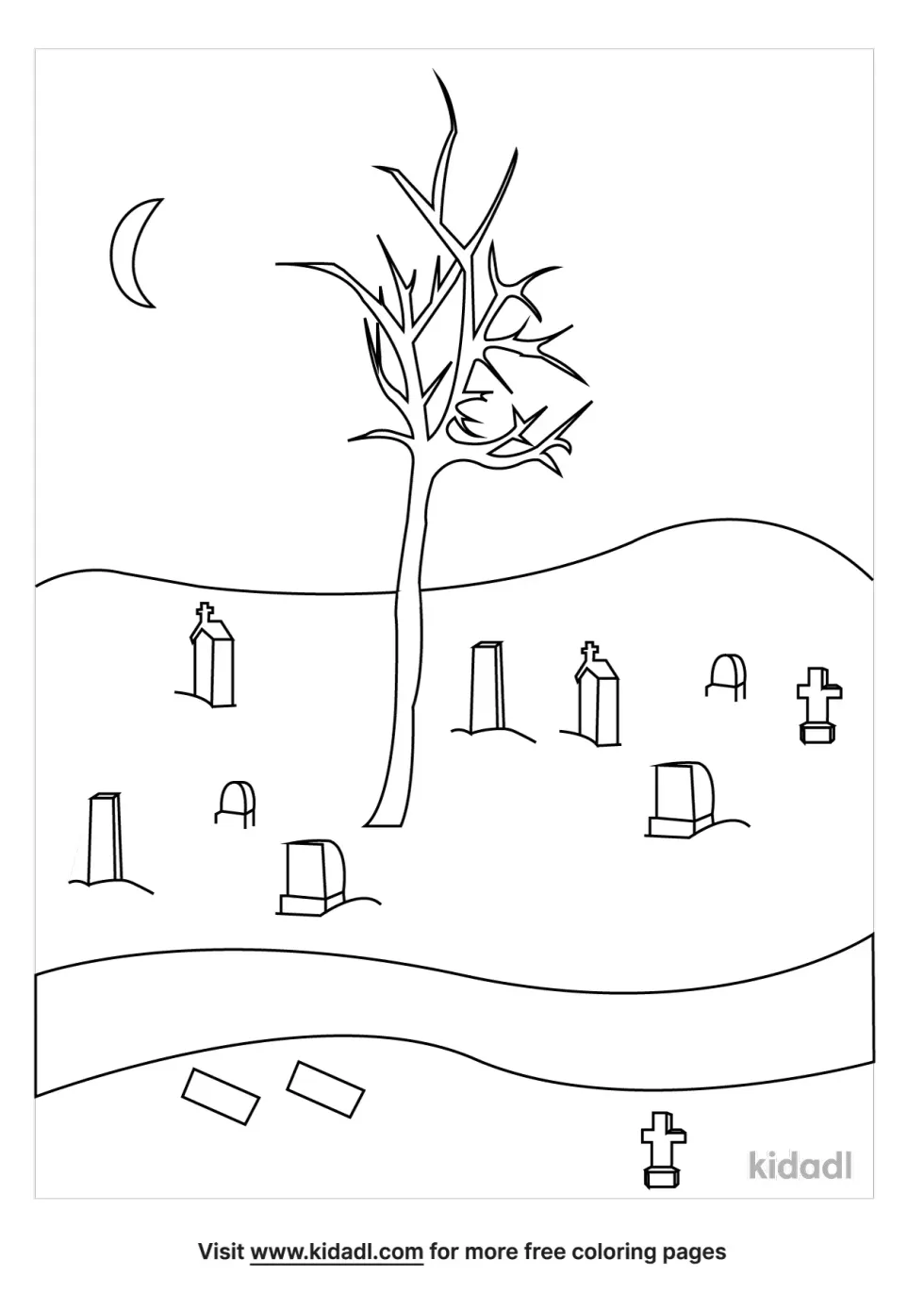 Cemetery Coloring Page