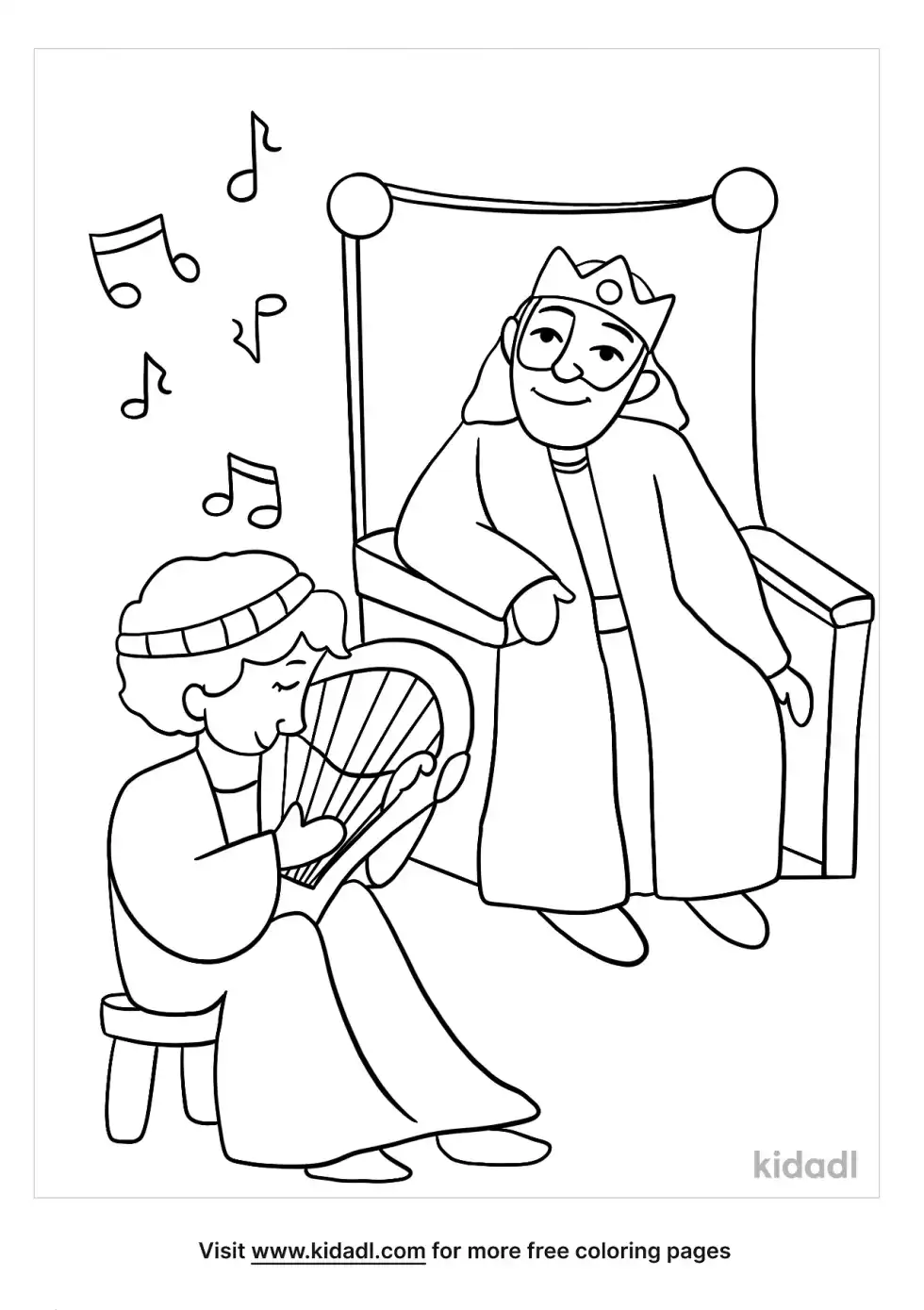 David Plays Harp For King Saul Coloring Page
