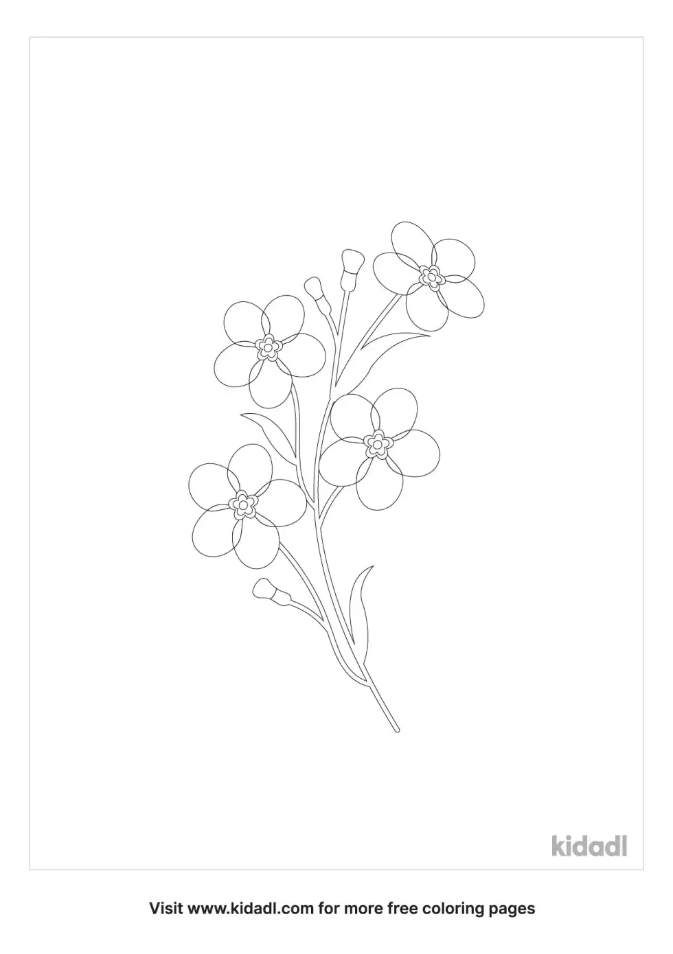 Four Flowers Coloring Page