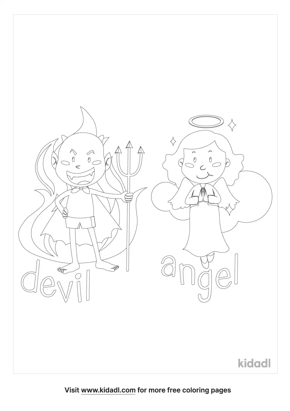 Devil And Angel Coloring Page