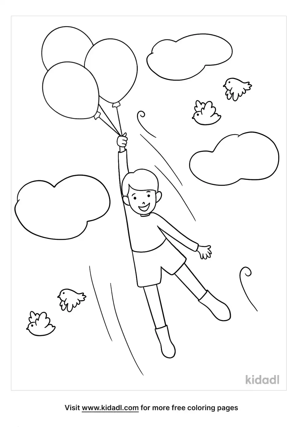 Balloons Floating Up Coloring Page
