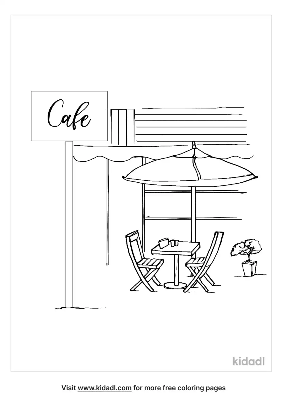 Cafe Coloring Page