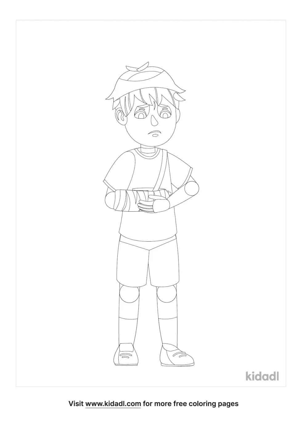 Child With A Broken Arm Coloring Page