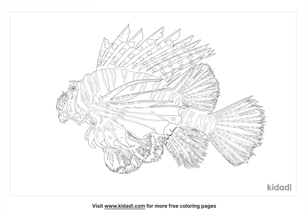 Red Lionfish Coloring Page