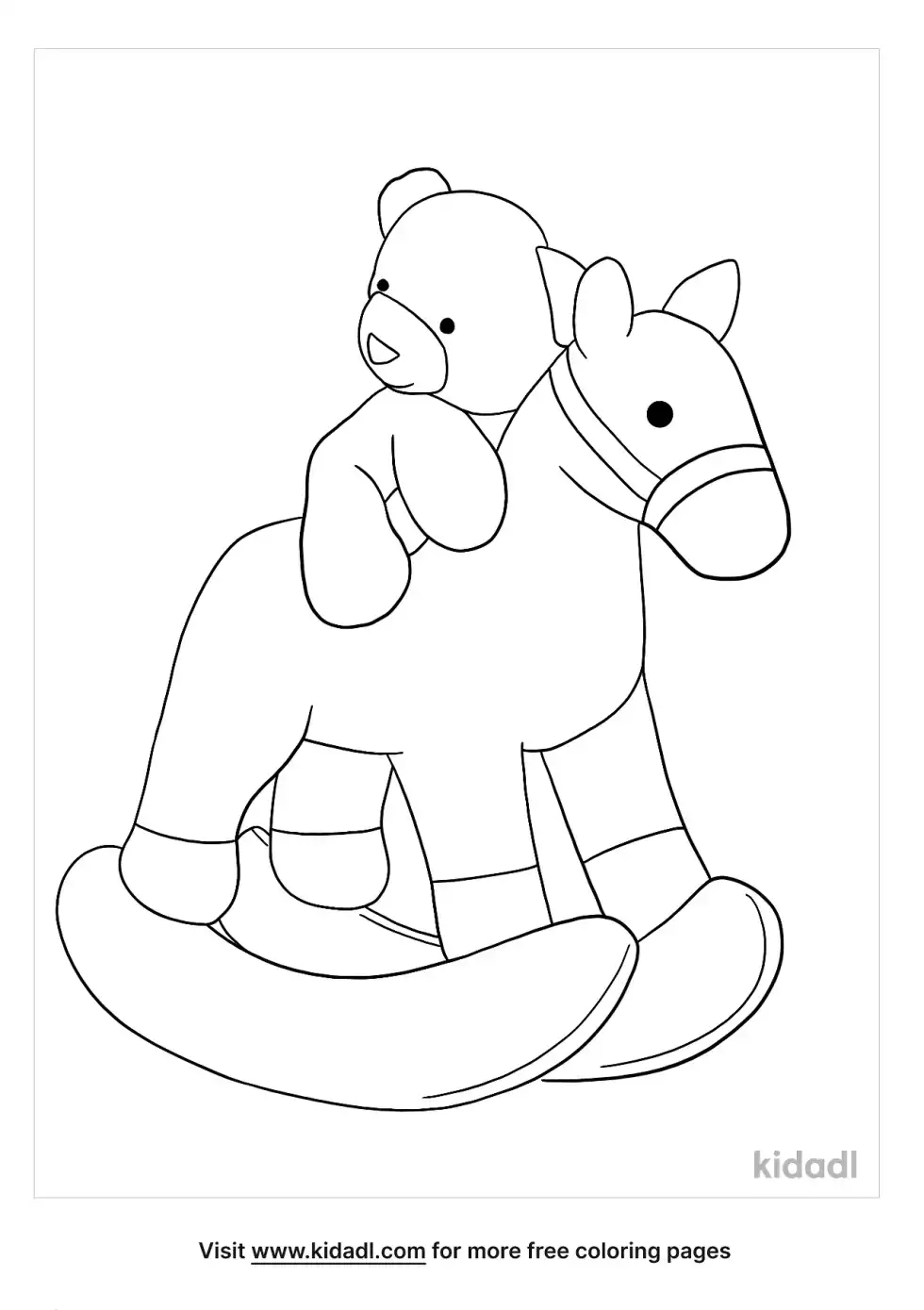 Rocking Horse With Teddy Bear Coloring Page