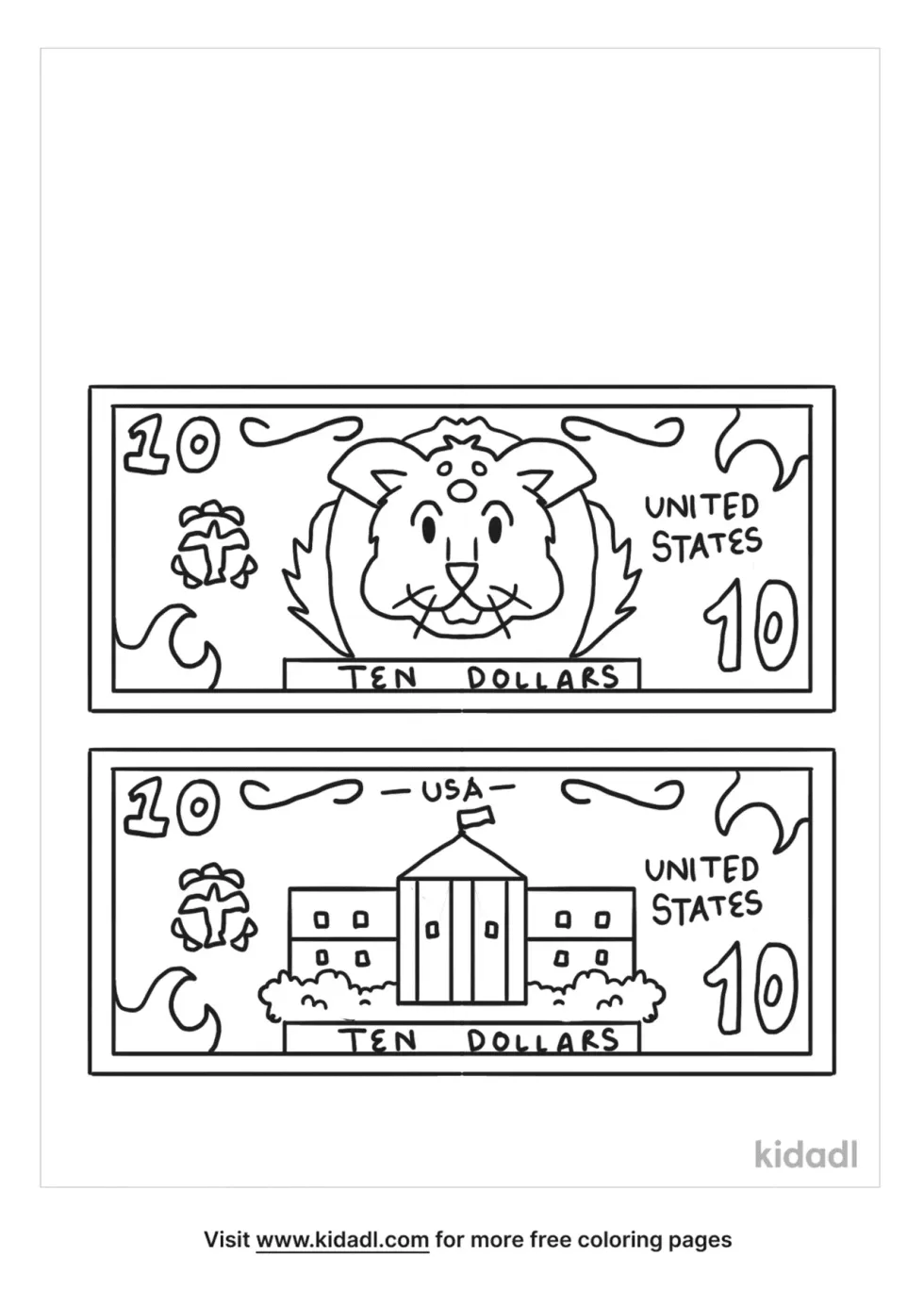 Play Money Coloring Page