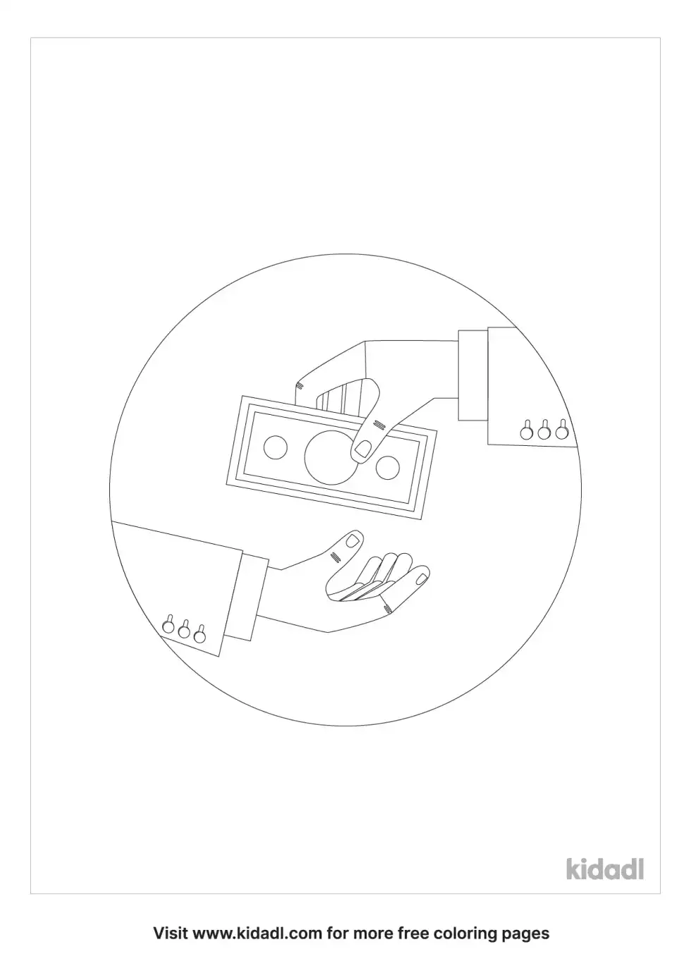 Giving Someone Money Coloring Page