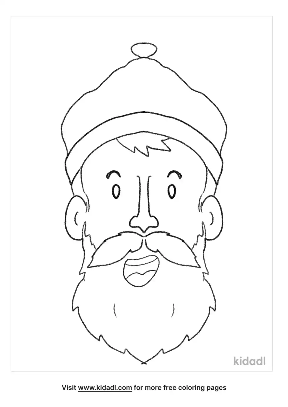 Cartoon Man's Face With Beard Coloring Page