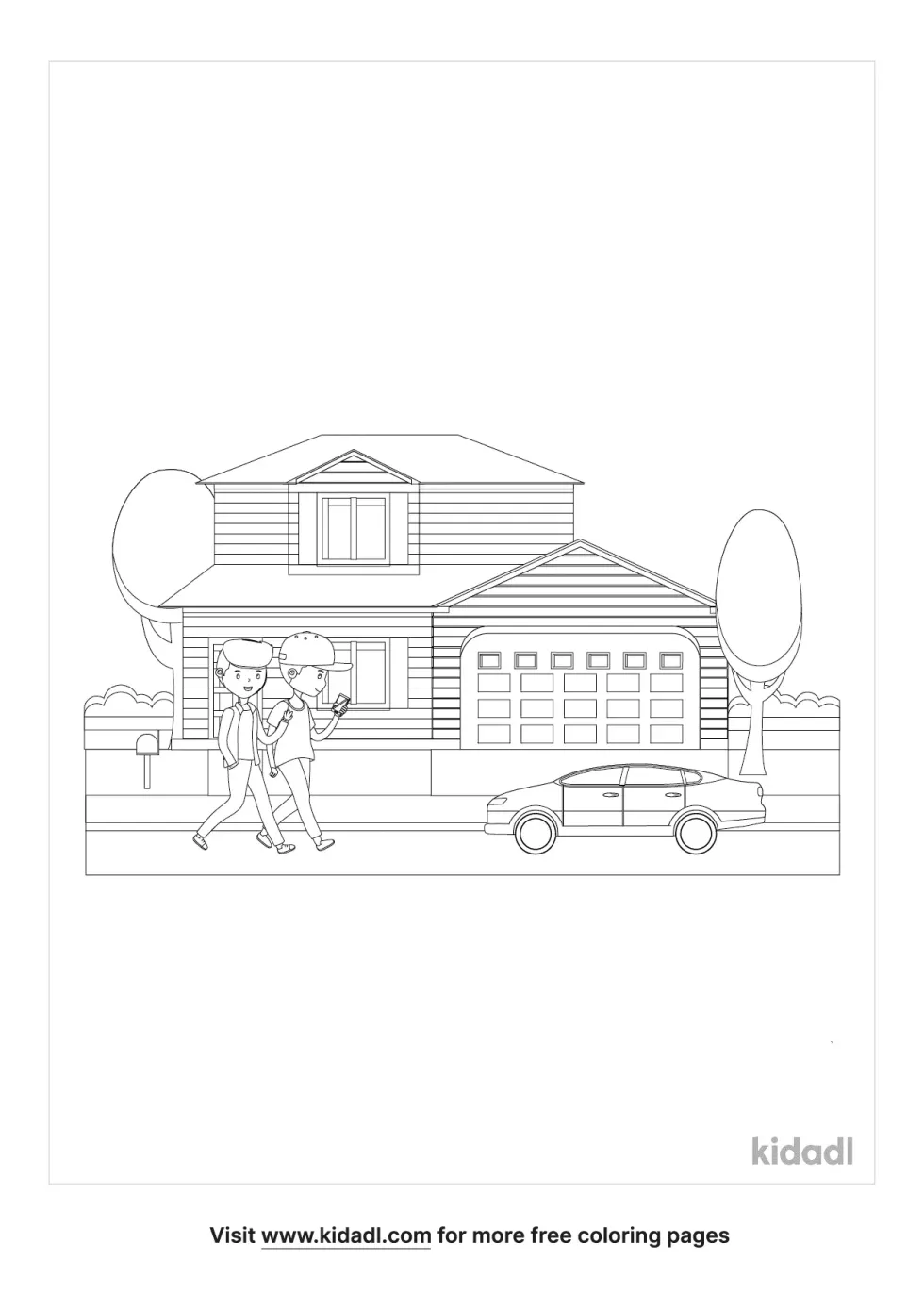 Boy Walking Home Coloring Page