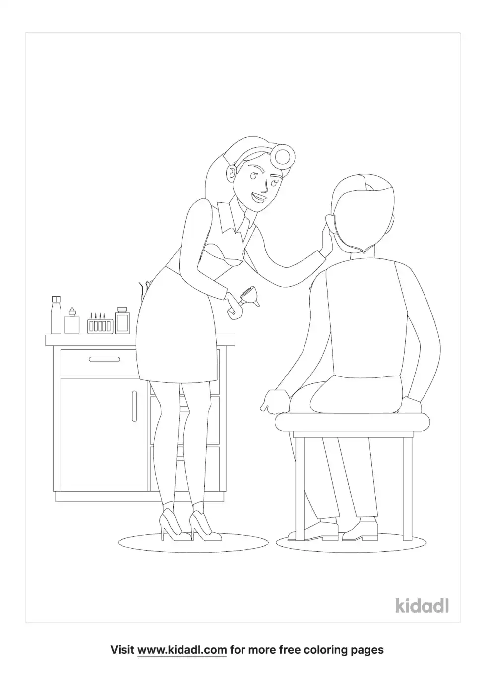 Earache Doctor Coloring Page