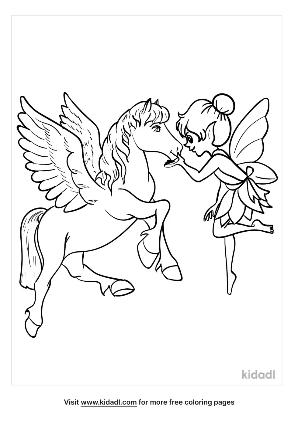 Fairy And Horse Coloring Page