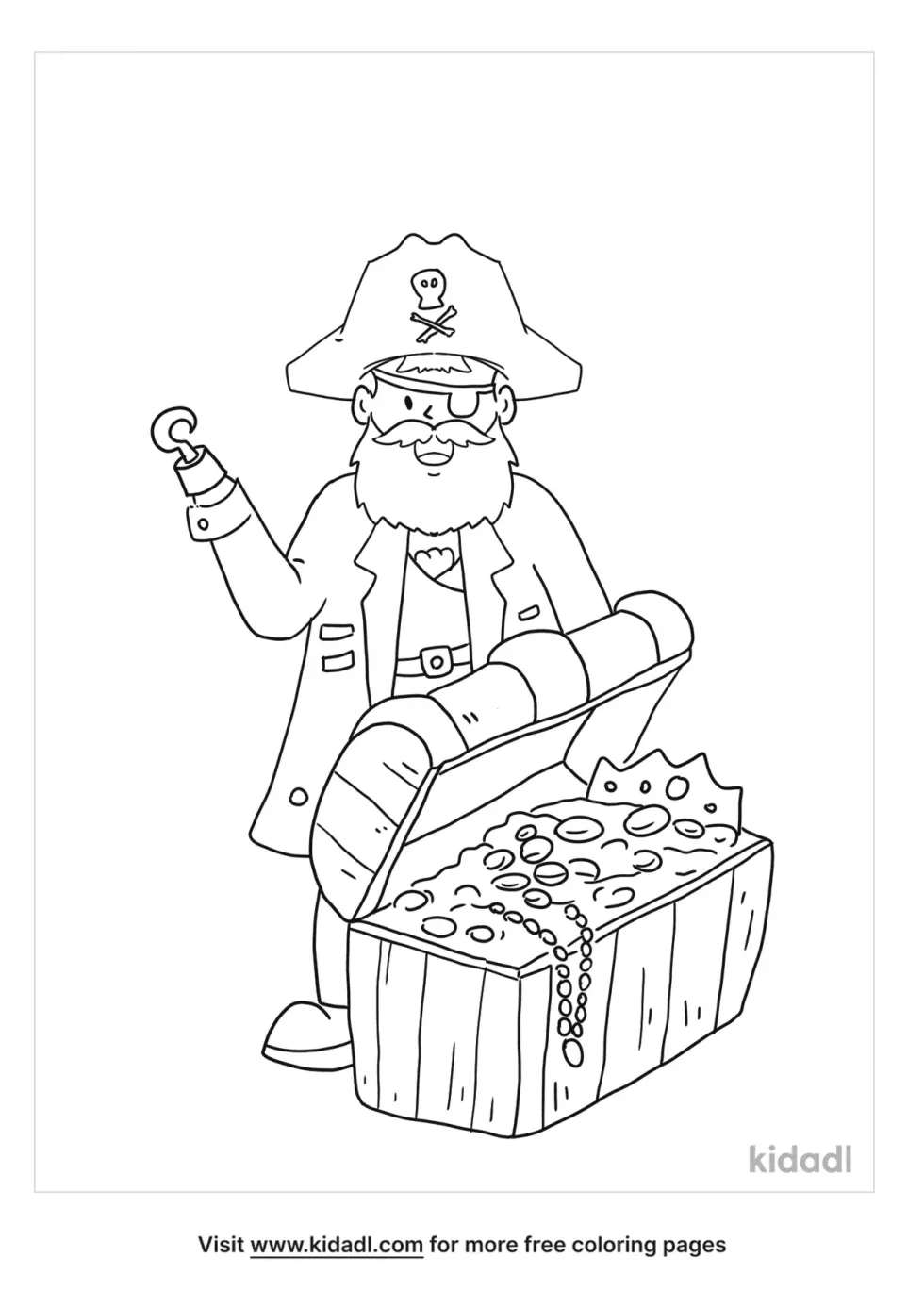 Pirate With Treasure Coloring Page