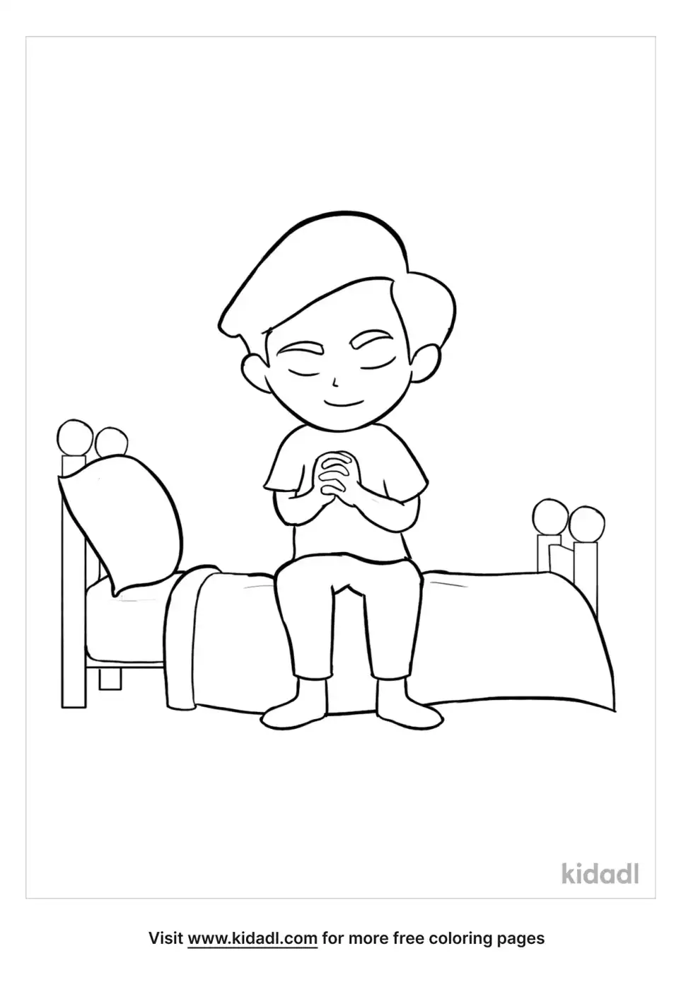 Praying At Bedtime Coloring Page