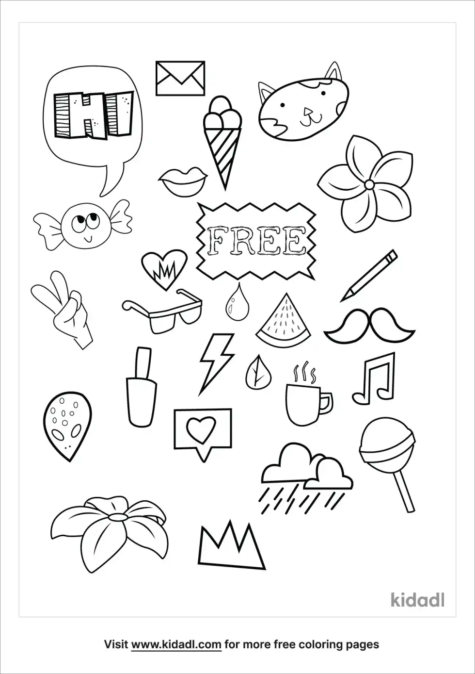 Cartoon Collage Coloring Page