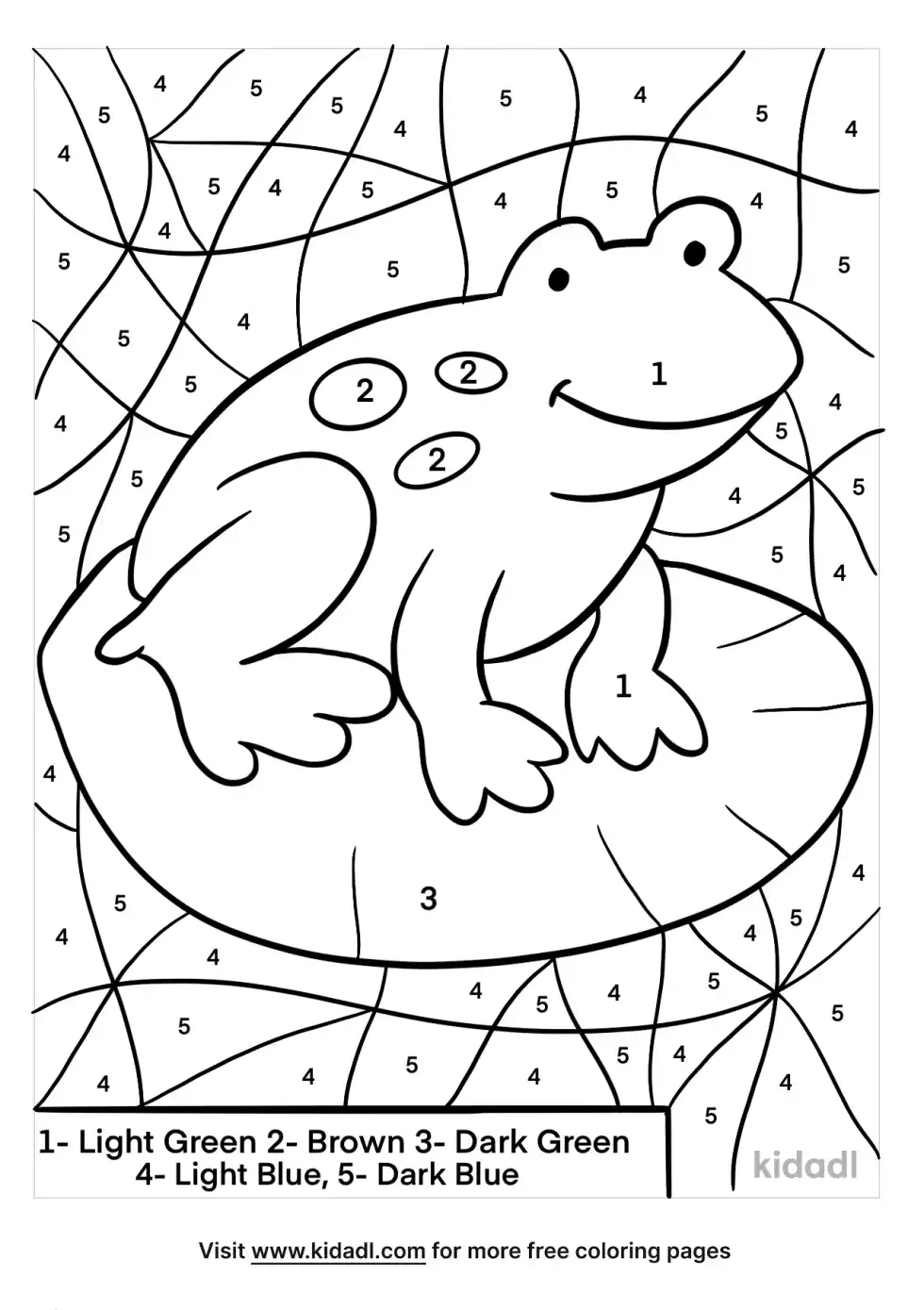 Frog Color By Numbers Coloring Page
