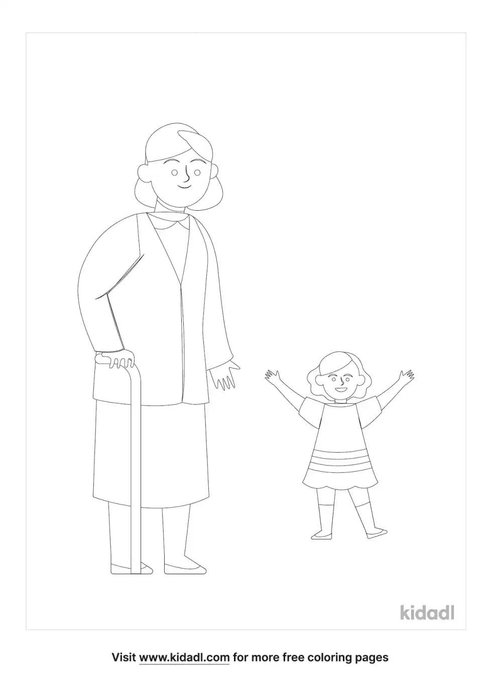 Grandma And Kid Coloring Page