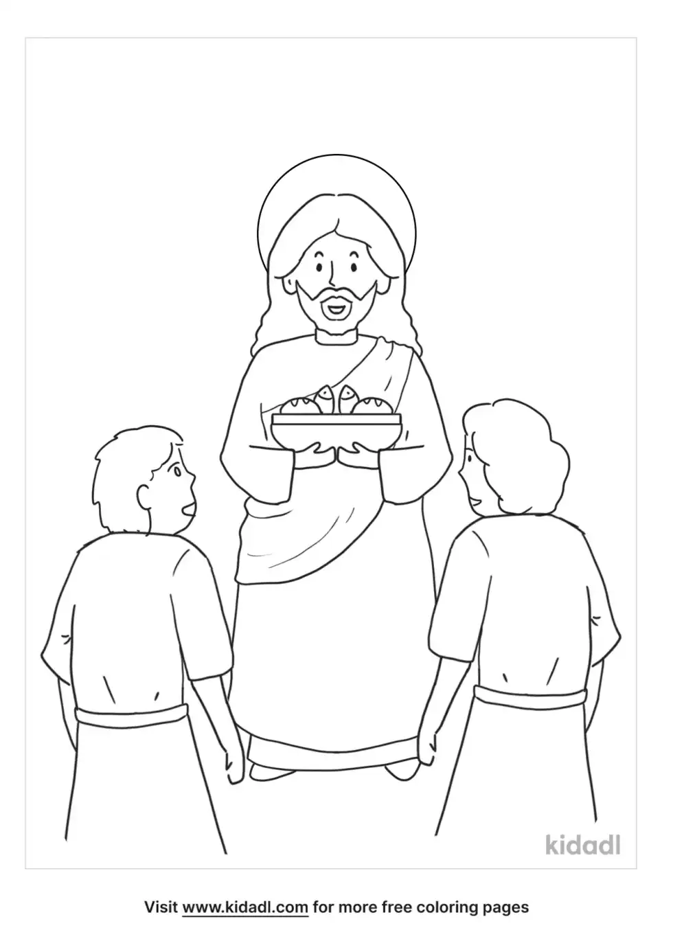 Jesus Sharing Loaves And Fishes Coloring Page