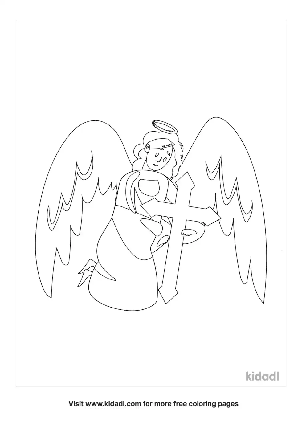 Angel Holding A Cross Coloring Page