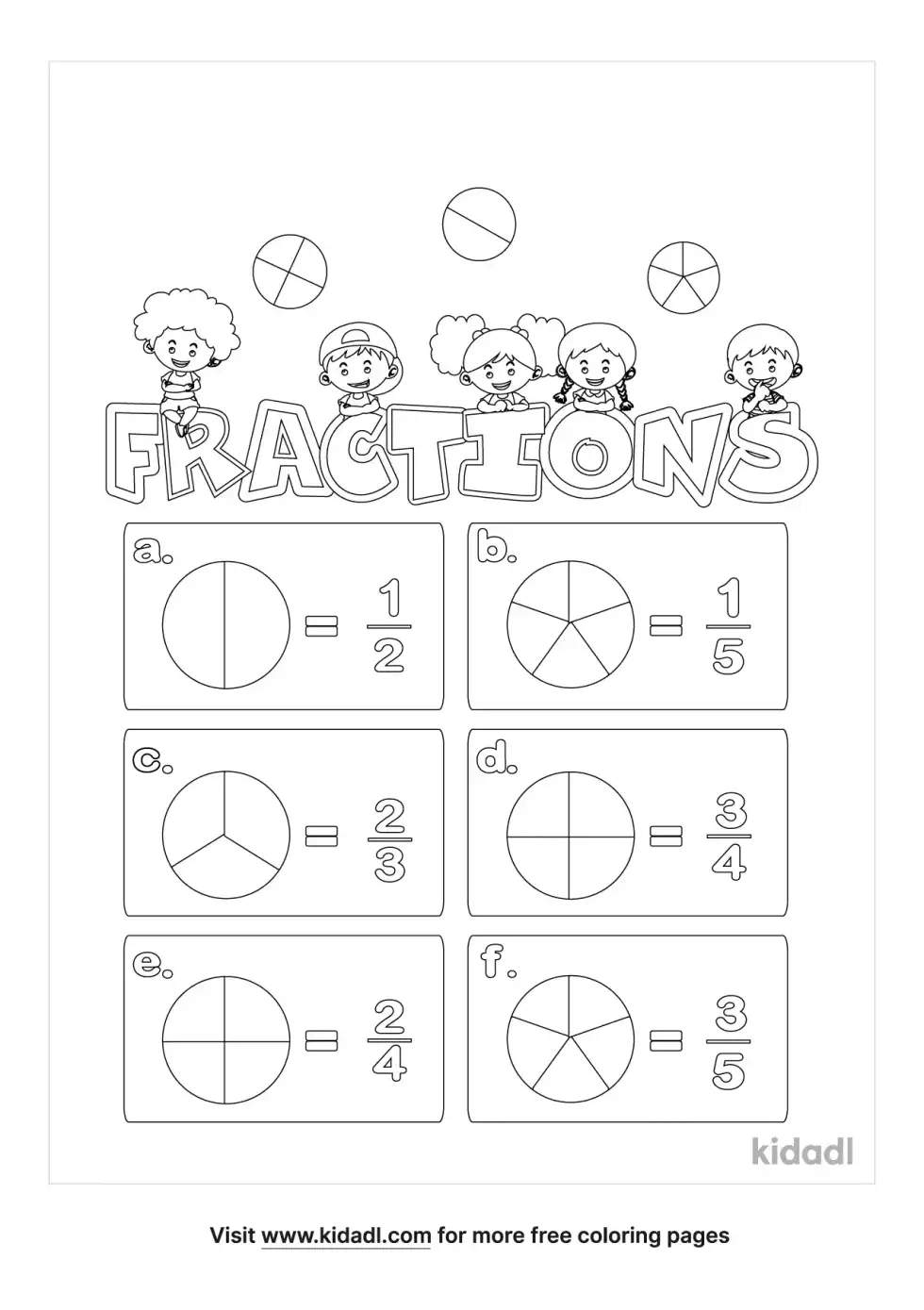 Grade 3 Fractions Coloring Page