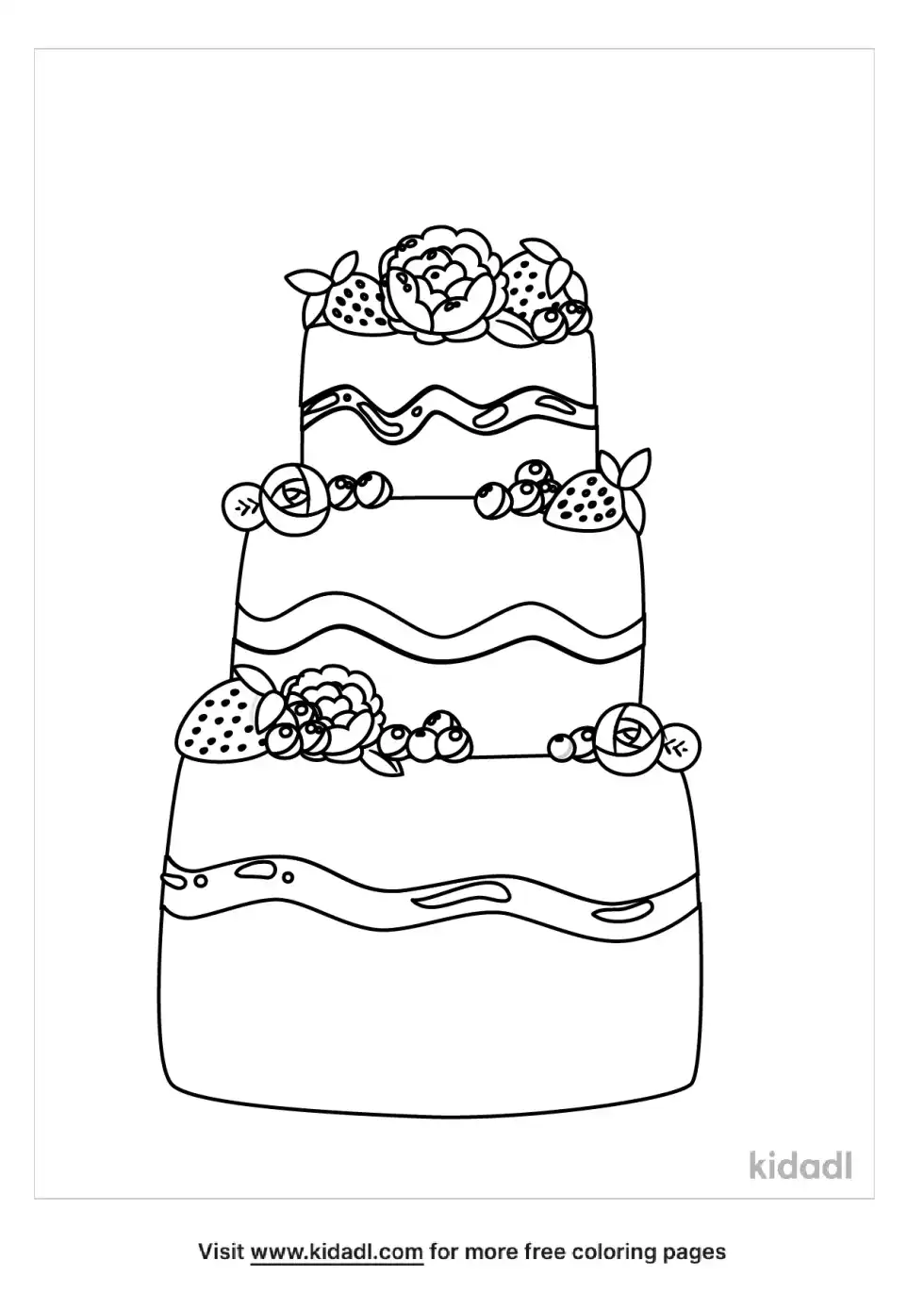 Birthday Cakes With Roses Coloring Page