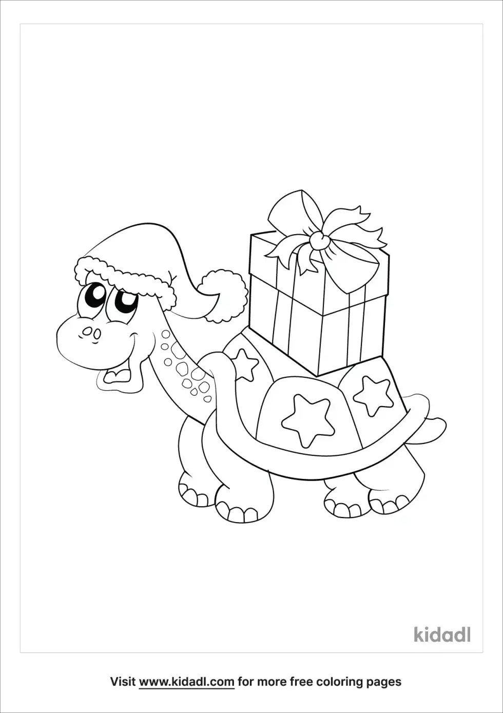 Christmas Turtle Coloring Page