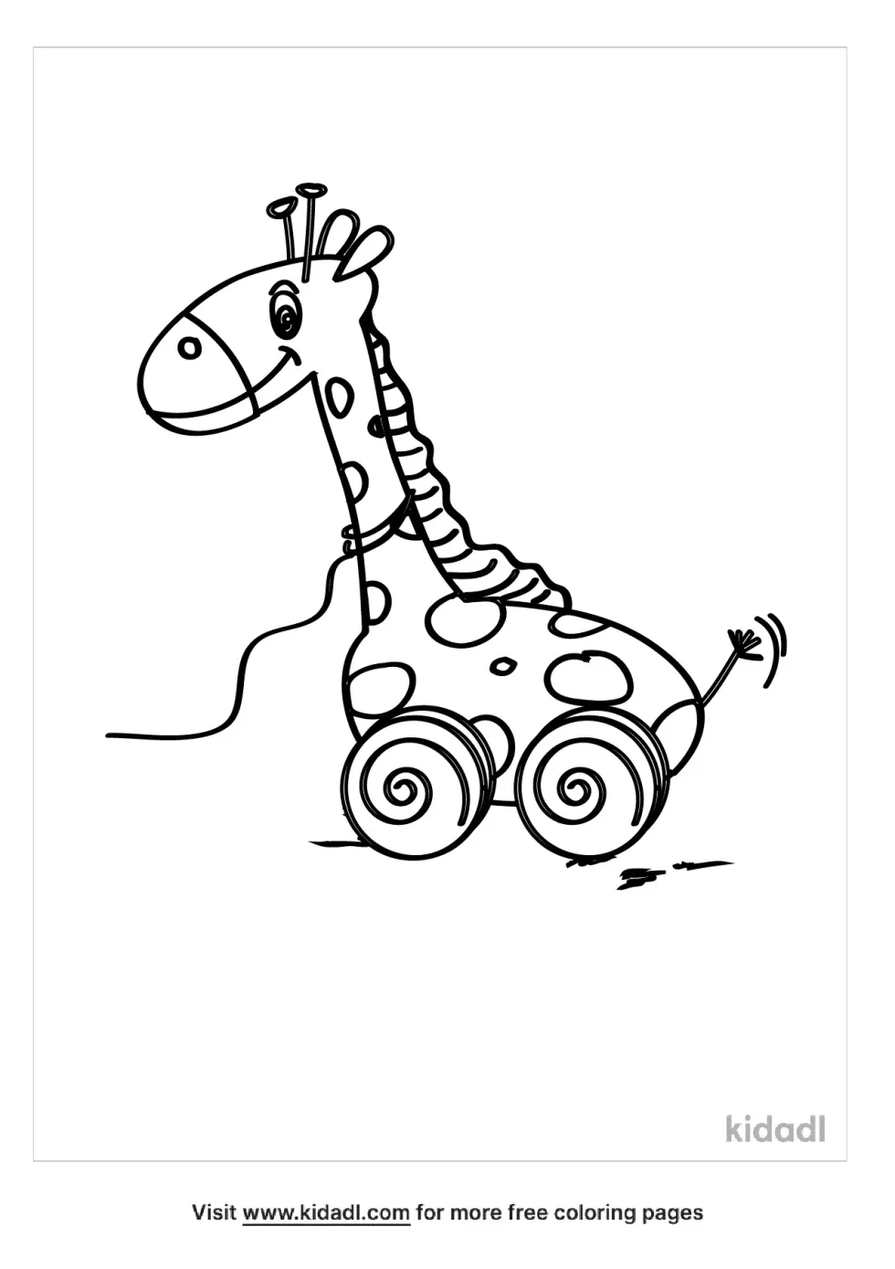 Giraffe Pull Toy Coloring Page