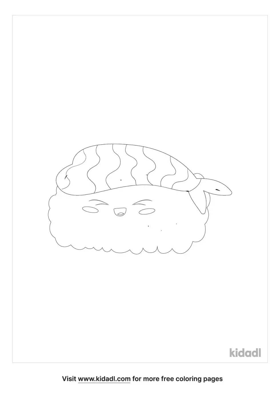 Kawaii Sushi Coloring Page