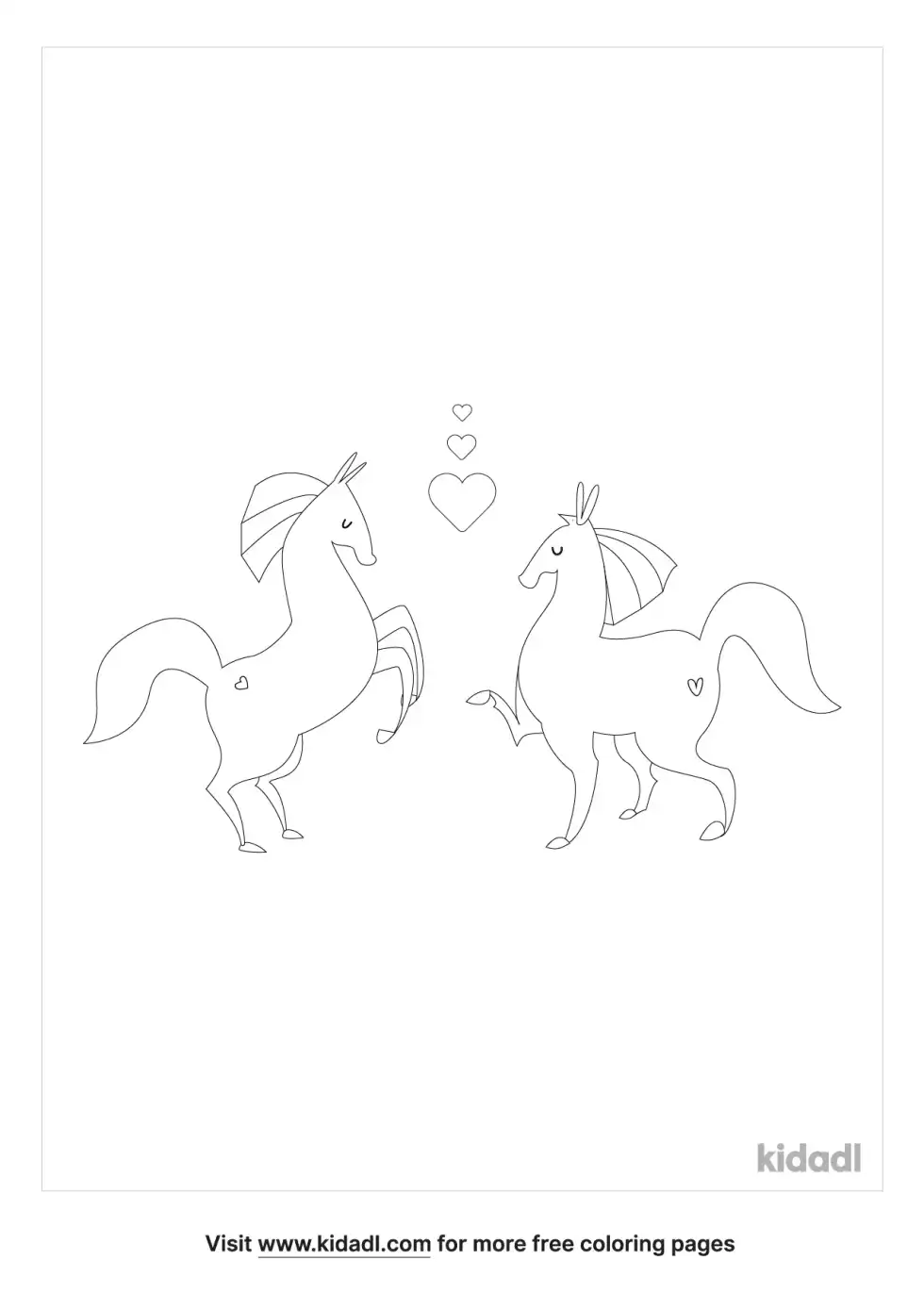 Two Horses In Love Coloring Page