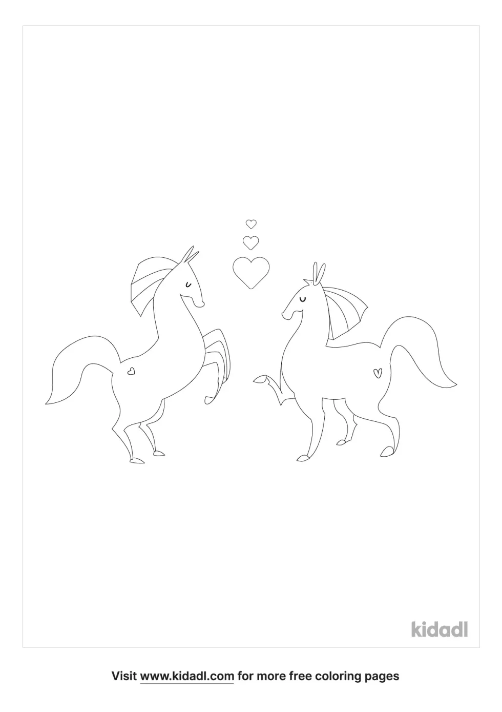 Two Horses In Love Coloring Page