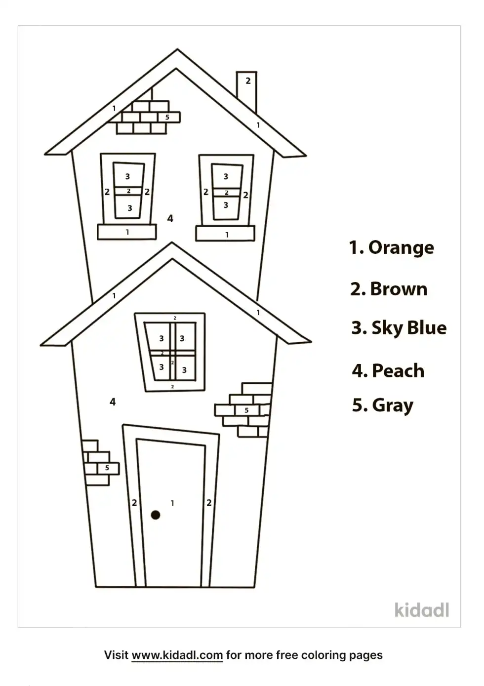 House Color By Numbers Coloring Page