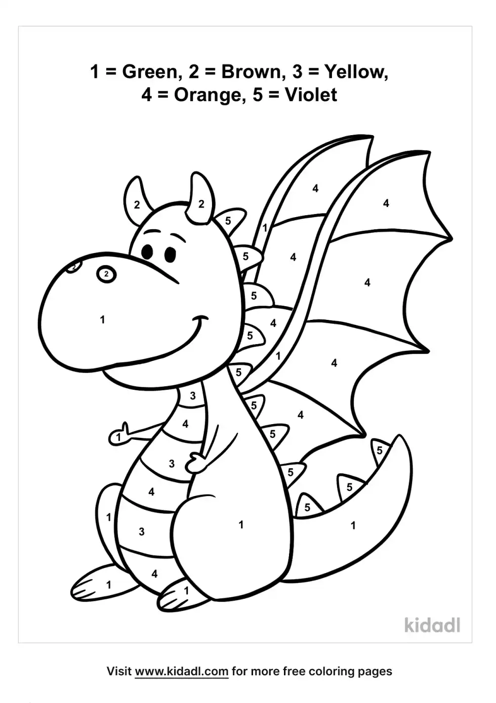 Drragon Color By Numbers Coloring Page