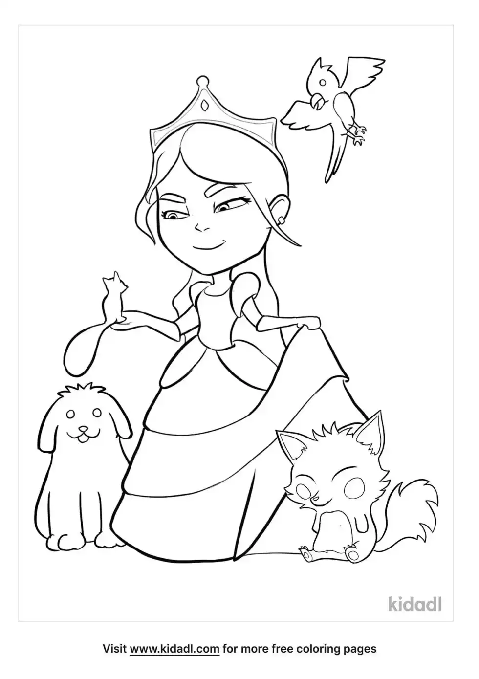 Princess Pets Coloring Page