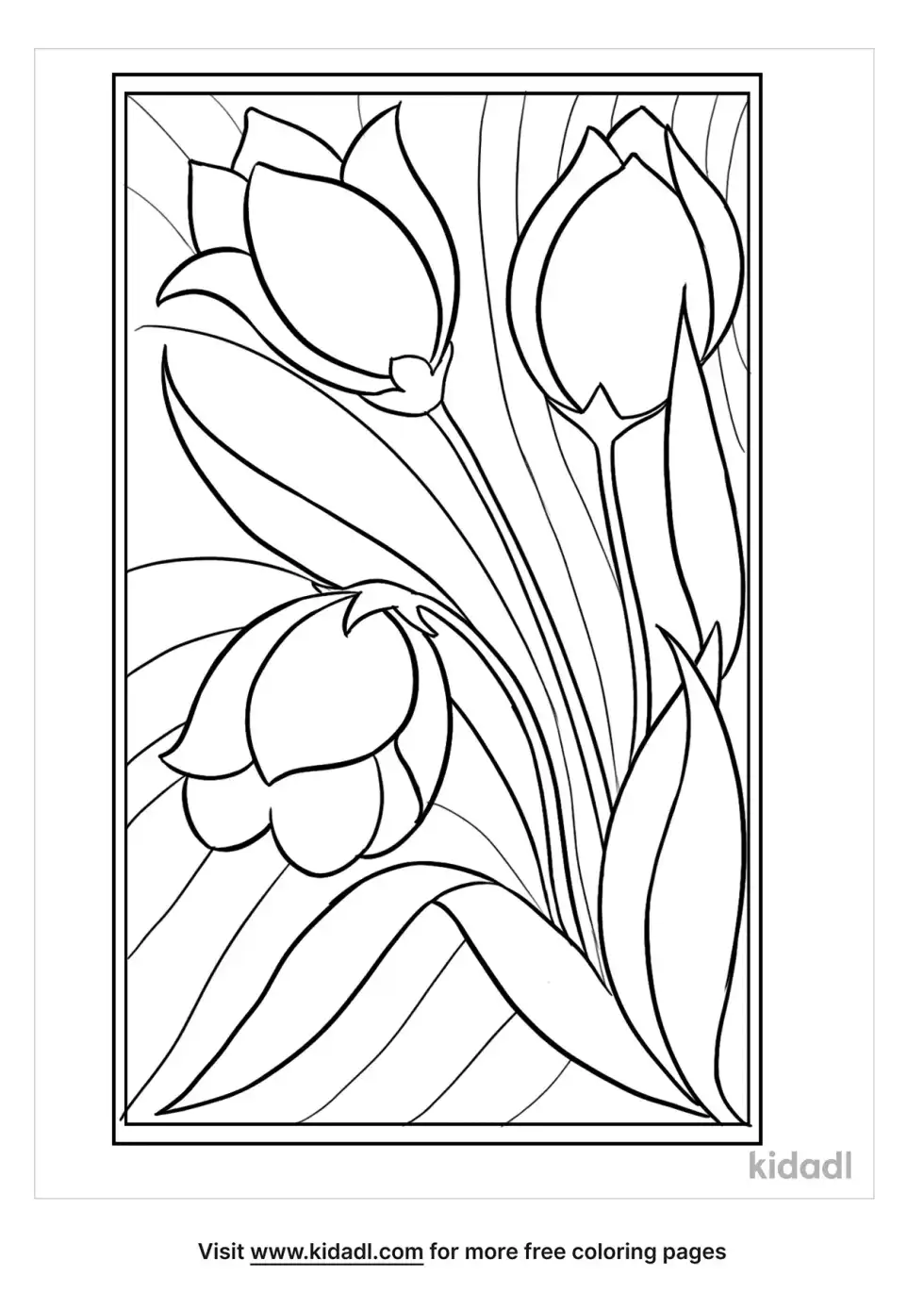 Stained Glass Flowers Garden Coloring Page