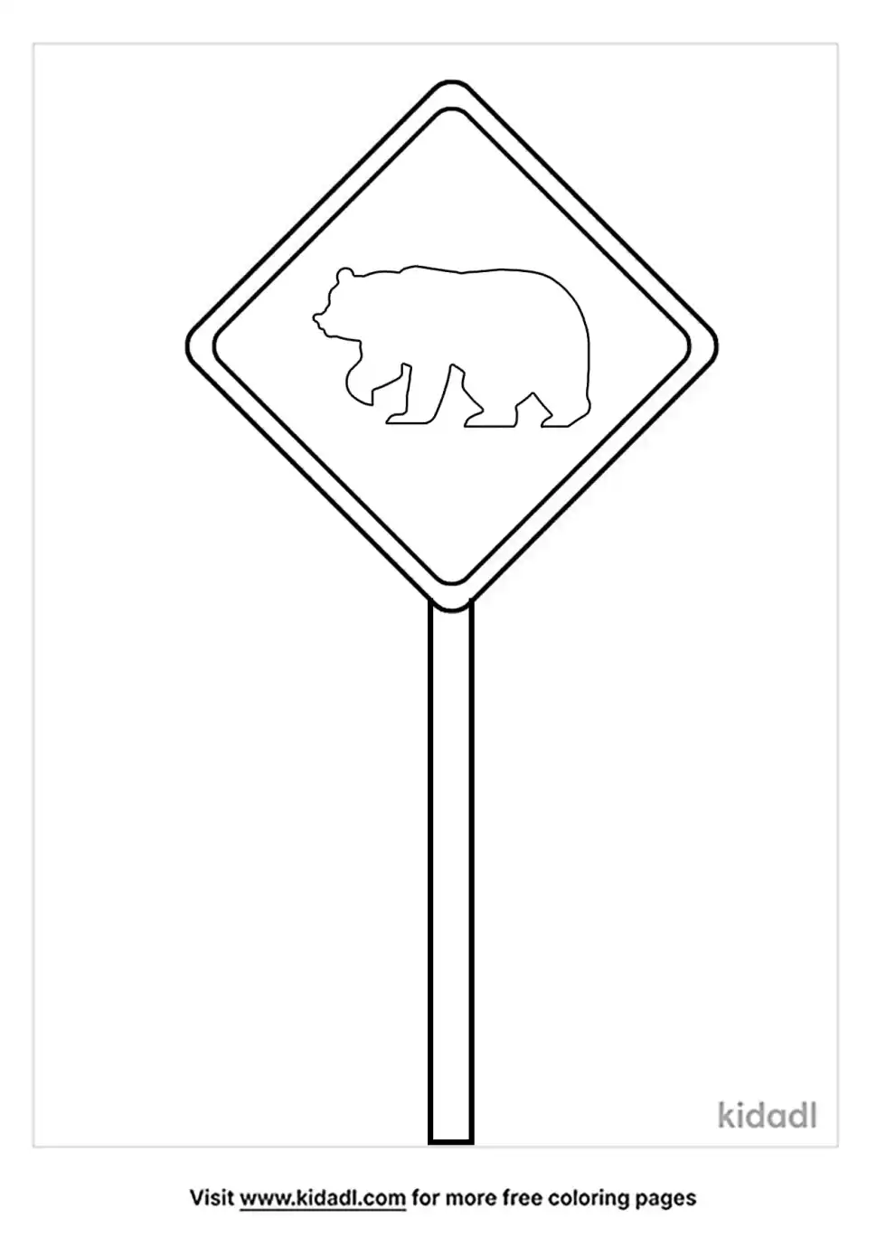 Bear Crossing Sign Coloring Page
